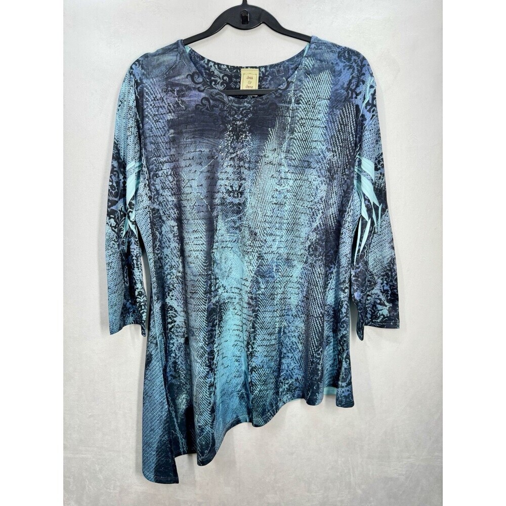 Women’s Blue Patterned Asymmetric Blouse